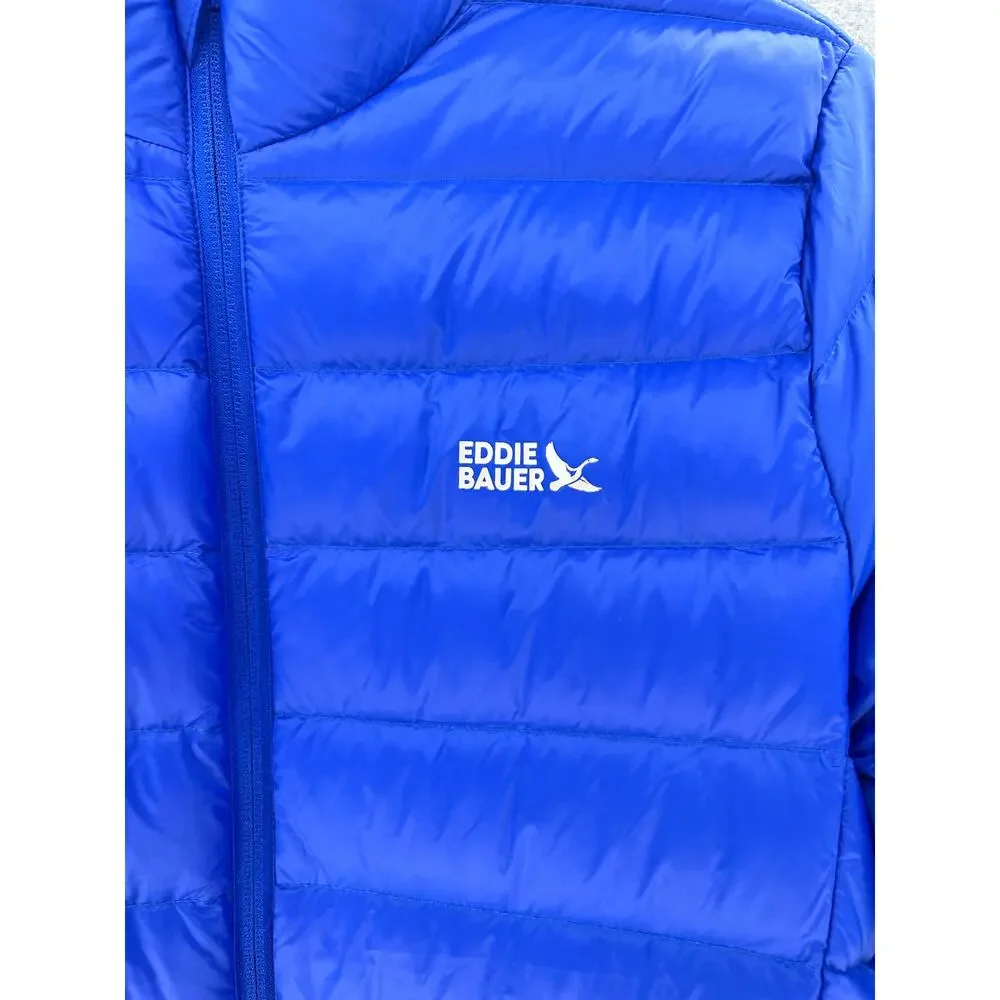 Eddie Bauer Youth XL Down Puffer Blue Zip Winter Coat Outdoors Hiking Comfort